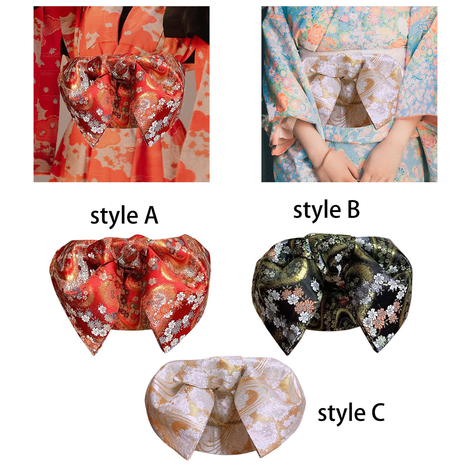 Bow Tie Pre Tied - 伝統的な日本の帯（おび）女性用、着物の腰巻き、あらかじめ結ばれたリボン、ジャカード生地、ドレスや芸者衣装に。