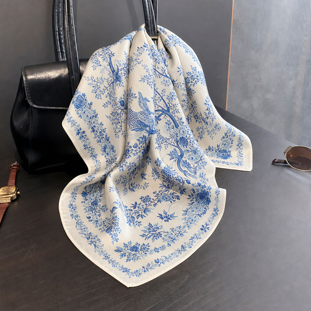 100％本物のシルク製スカーフ。女性用、スクエアネックタイ、 - Scarf Silk Square のレビューと価格
