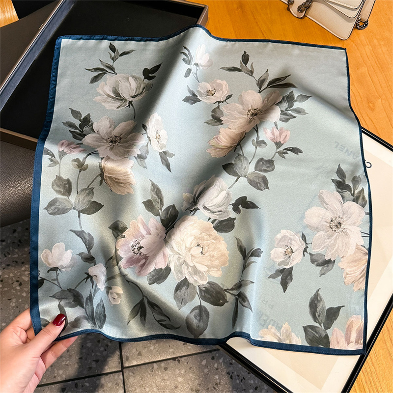 100% シルクスカーフバンダナ女性正方形牡丹プリントスカー - Scarf Silk Square のレビューと価格