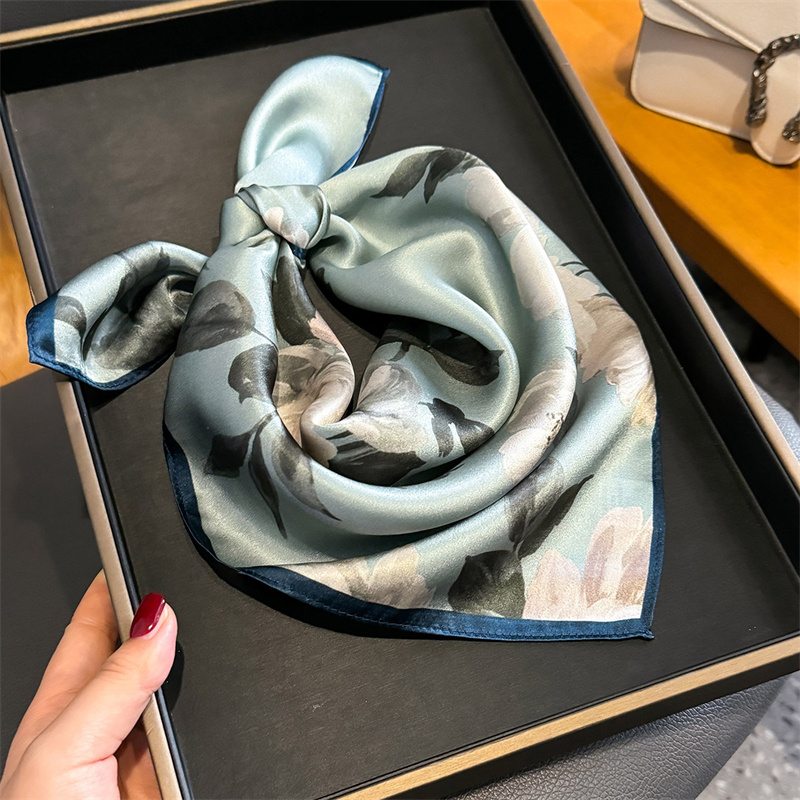 100% シルクスカーフバンダナ女性正方形牡丹プリントスカー - Scarf Silk Square のレビューと価格