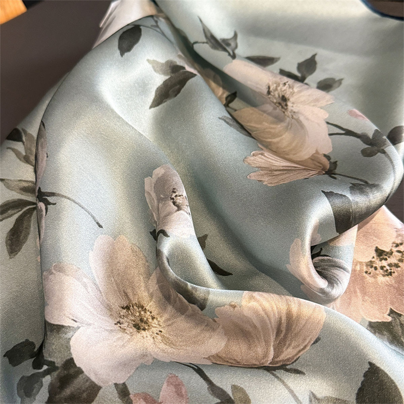 100% シルクスカーフバンダナ女性正方形牡丹プリントスカー - Scarf Silk Square のレビューと価格