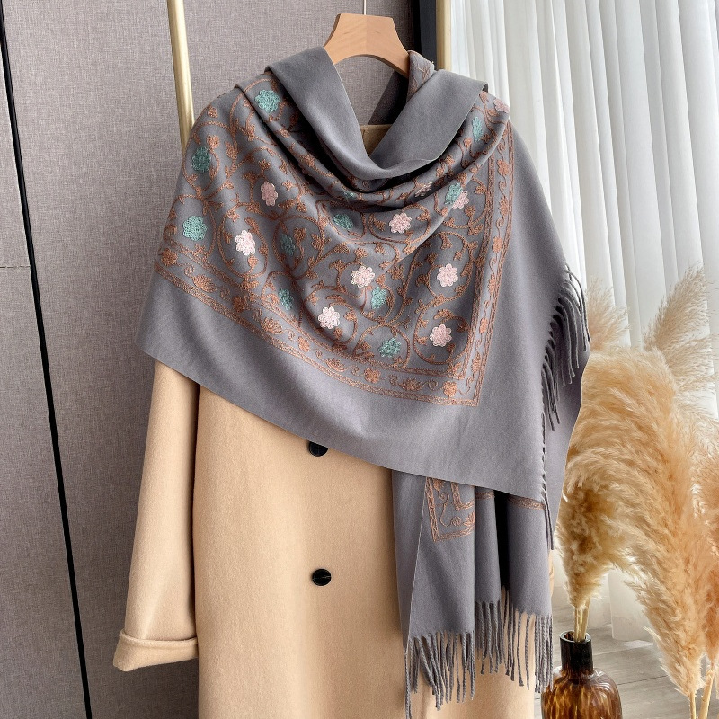 2025年新作 刺繍入りカシミヤスカーフ レディース 冬用シ - Woven Scarf Blanket のレビューと価格