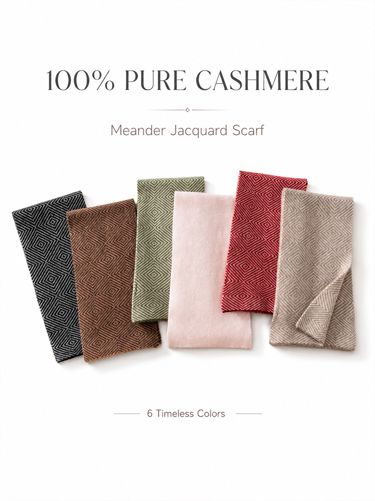 100% カシミヤスカーフ ジャカードスカーフ 二層 リバー - Muffler Men Wool のレビューと価格